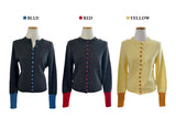 Page Unbalanced Button Color Block 長袖ニットカーディガン (3 Colors)