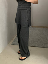 [set] Willow Drape Sleeveless Top &   Elastic-Waist Skirt-Pants Set