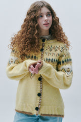 Atelier Jacquard Knit Cardigan [Lemon]