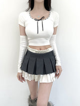 1132. Melting ribbon crop T warmer set (2color)