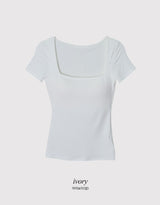 #ベーシックスクエアキャップスリム半袖Tシャツ (5color)
