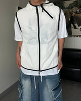 SM diagonal hood vest White