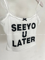 Fury Lettering Ribbon Lace Sleeveless