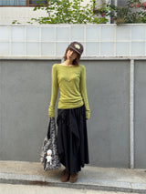 [prts made] テンセルウール ボートネック ロングスリーブ Tシャツ（オリーブ）