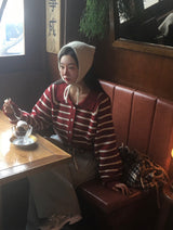 [BELLIDE MADE] ELLE、ストライプニットカーディガン