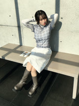 Check See-Through Layered Tee (2c)