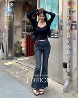 [MADE] Rat hip‑pad bootcut denim pants 
