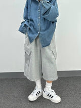 diagonal cargo bermuda pants