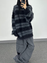 コージーヘアリーラインニット