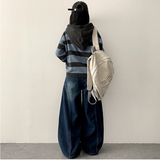 Ipp vintage washing round incision denim wide pants