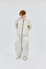 CL COLLAR NECK JACKET - CREAM/KHAKI BEIGE