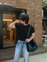[1+1] LMN ファーストマッスルフィットアイスブントヘンリーネック半袖Tシャツ (10 colors)