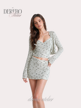 Green Tea Lounge Cardigan Three-Piece Set (3 SET)