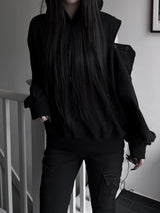 ショルダーカットボタンフーディー (3color)