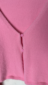 ANGORA TERRY CLOTH TWO-BUTTON LONG-SLEEVE CROPPED VIVID CARDIGAN KNIT - 2 COLOR