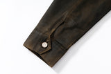 COATED WASHED PEARL SAILING LEOPARD PRINT FLEECE-LINED MICHIGAN JACKET.