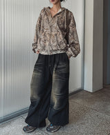 Lowkey Washing Quilting Balloon Denim Pants
