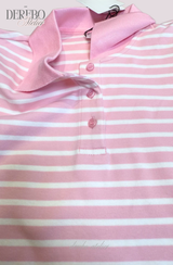 ピンクストライプルーズカラーTシャツ