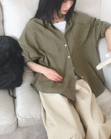 イドオーバーサイズフィットチェックシャツ