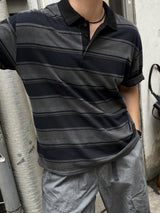 Peak stripe collar t-shirt
