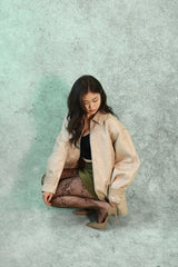 vintage flower lace tights (brown)