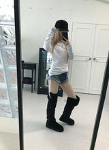 アイレットパンチングシャーリングロングTシャツ(4 color)