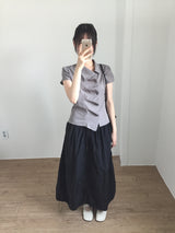 Unbalanced draping blouse (2color)