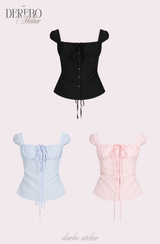 pink sweet bustier sleeveless blouse