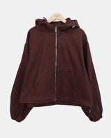 Peon Pigment-Washed Two-Way Crop Hoodie Zip-Up
