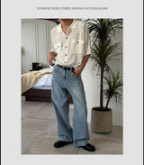 [Unisex] Wide stripe denim pants(2color)