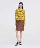 Twisted Check High-neck Top _ YELLOW