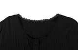Ash Lace Waist Ribbon Strap Blouse