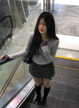 Todu Round See-through Long Sleeve T-Shirt