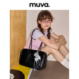 muva. Genuine‑Leather Large‑Capacity Boston & Tote Bag, Minimalist Textured Shoulder Purse for Commute, New Arrival May 1