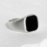 SV925-square point simple ring-N silver