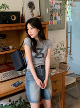 ナンバーアイレットスリムクロップショートスリーブT（３色）