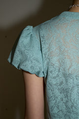 Floral Lace Puff Top (Mint)