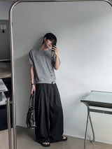 Roa Diagonal Button Short Sleeve Knit