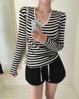 [MADE] Eden U-Neck Striped Long Sleeve T-Shirt