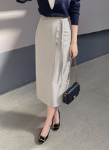 Ever Buckle Strap Wrap Long Skirt