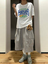 Ezlong Round Letter Tattoo Graphic Oversized T-Shirt 3color