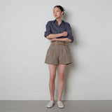 Twill Fintuck Shorts_Beige