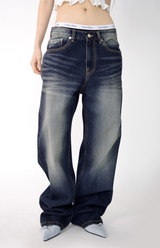 (UNISEX)フォールブルーデニムパンツ