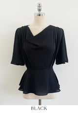 Jed-in Drape Chiffon Peplum Blouse