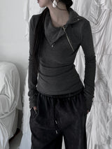 high neck zipper polar T (2color)