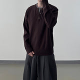 Riven Layered Henley-Neck Knit