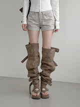 1203 Multiway Buckle Thigh-High Flip-flop Boots