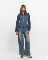 Ribbed Slim Zip-up _ BLUE