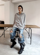 Bohemian Damage Wide Denim Pants