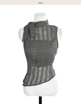 [ sheer 20 ] soy wrinkle & tie tank bl
